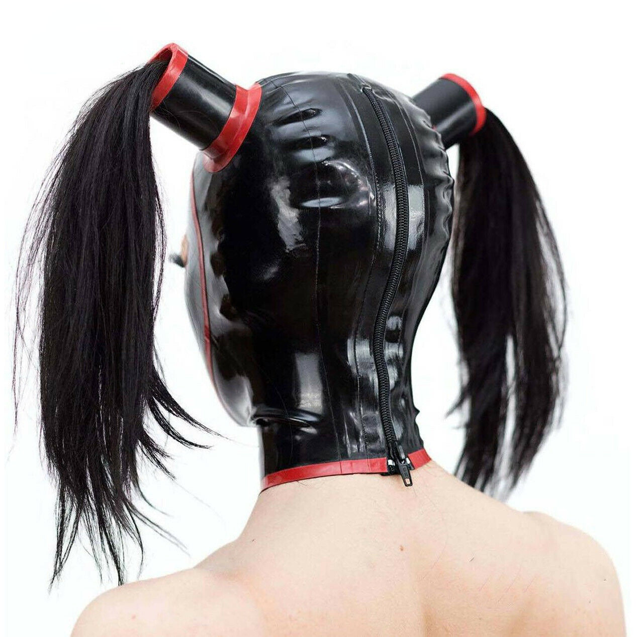 BLACKOUT PONY™ – Latex Headgear with Zipper & Pigtail Restraints