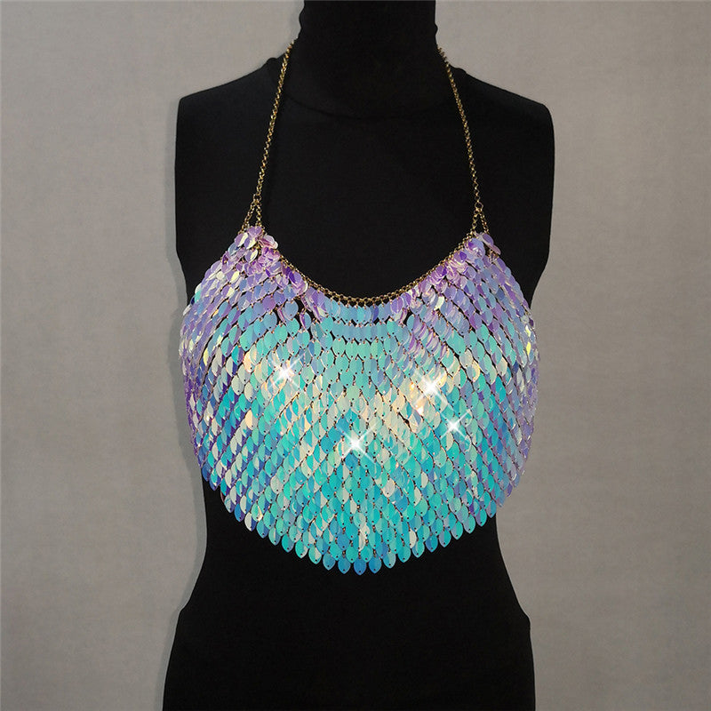 Sequin halter sling