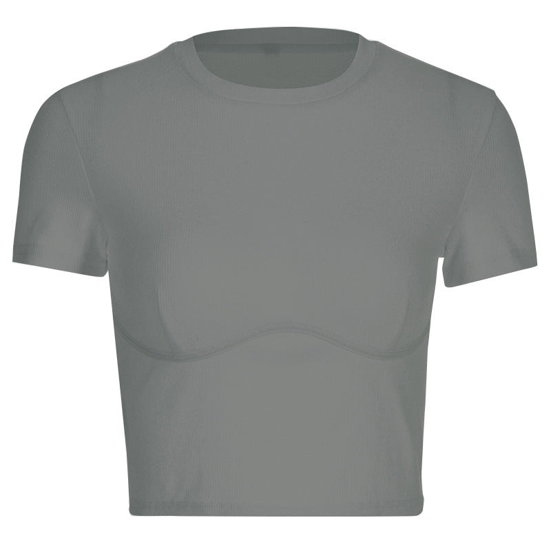 Women's Solid Color Chest-Shaped Slim Short Sleeve