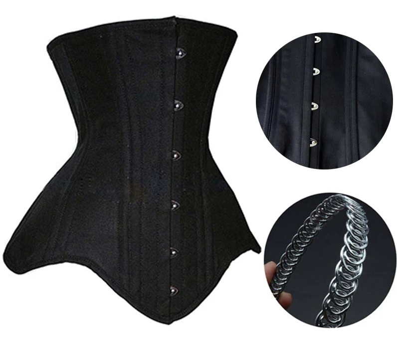 Women Underbust Corset Top Steel Bones Slimming Gothic Bustier Tops Waist Trainer Cincher Belts Black Outfits Steampunk Corset