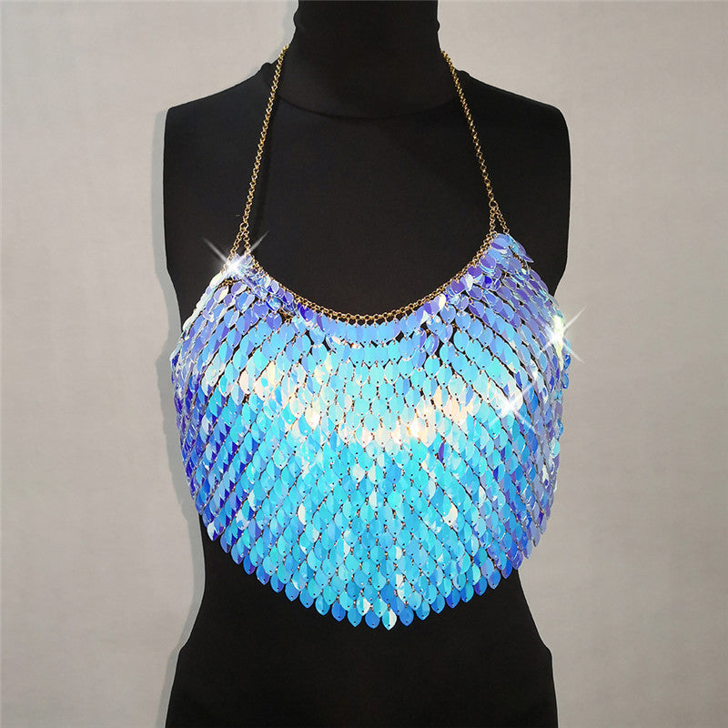 Sequin halter sling