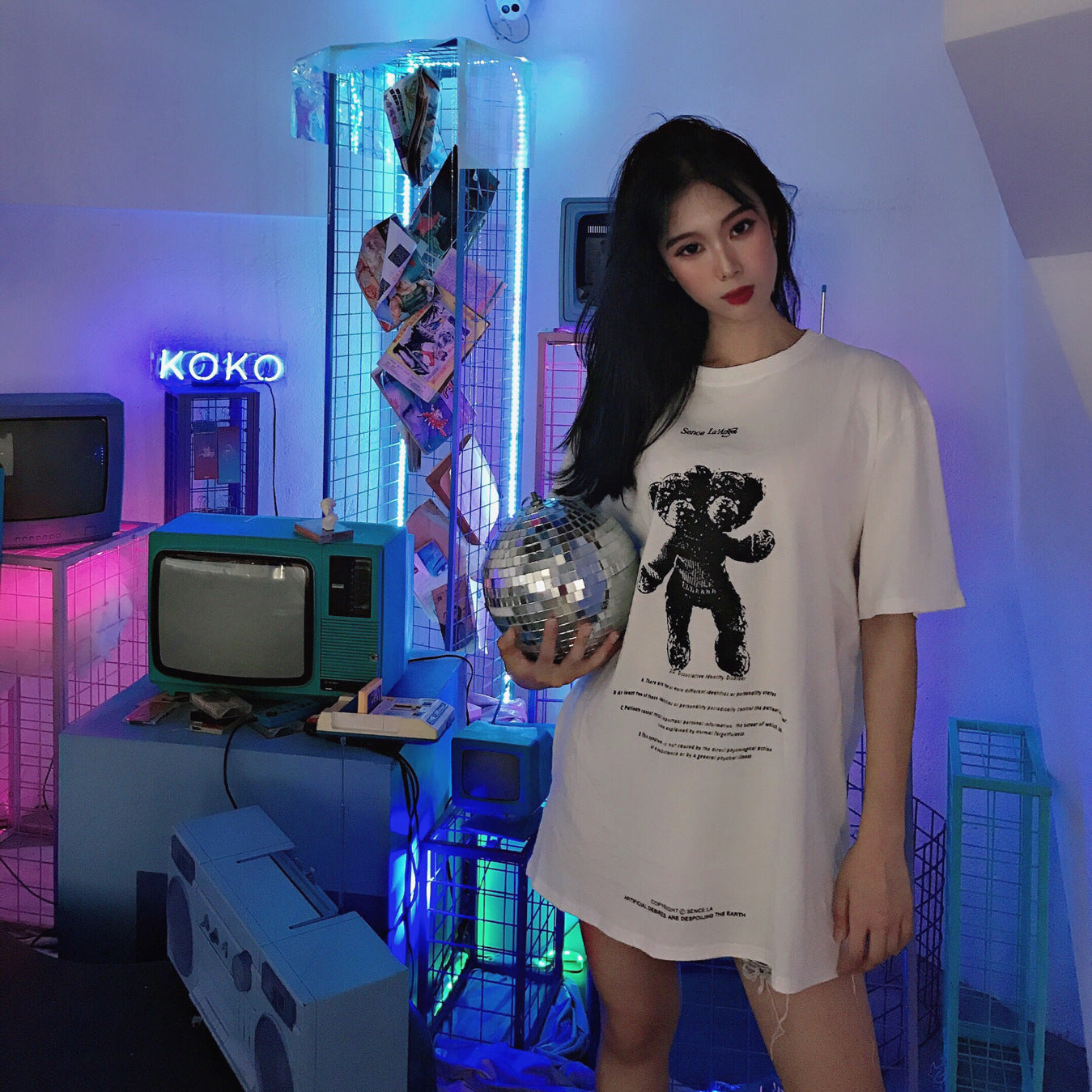 Distorted Teddy Tee – “Soft Chaos” Edition