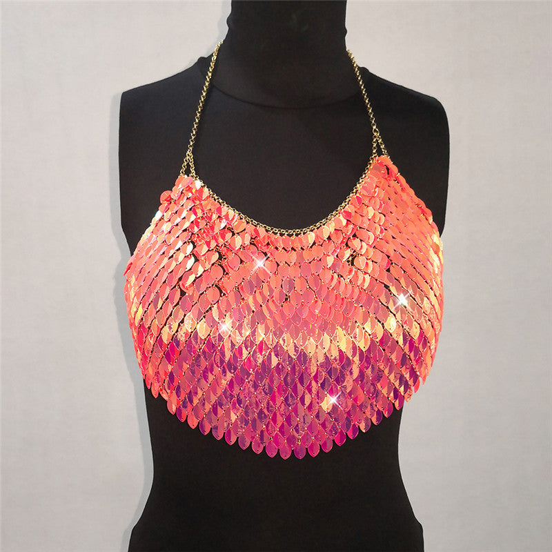 Sequin halter sling