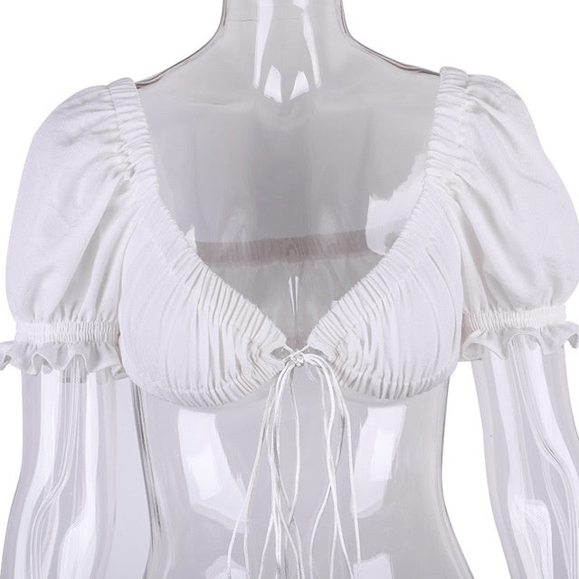 Short sleeve top with puff sleeves