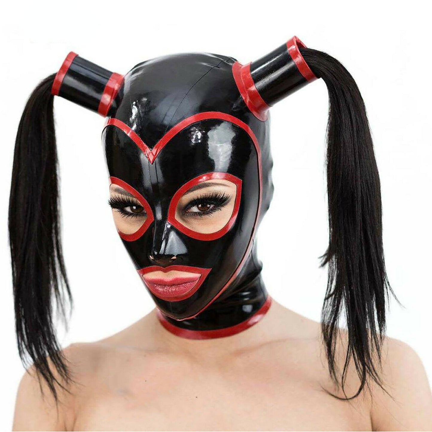 BLACKOUT PONY™ – Latex Headgear with Zipper & Pigtail Restraints