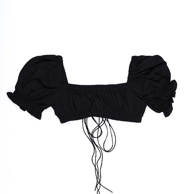 Short sleeve top with puff sleeves