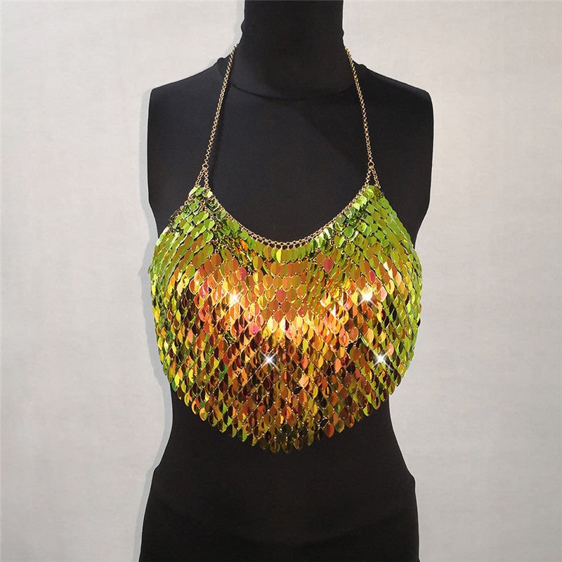 Sequin halter sling