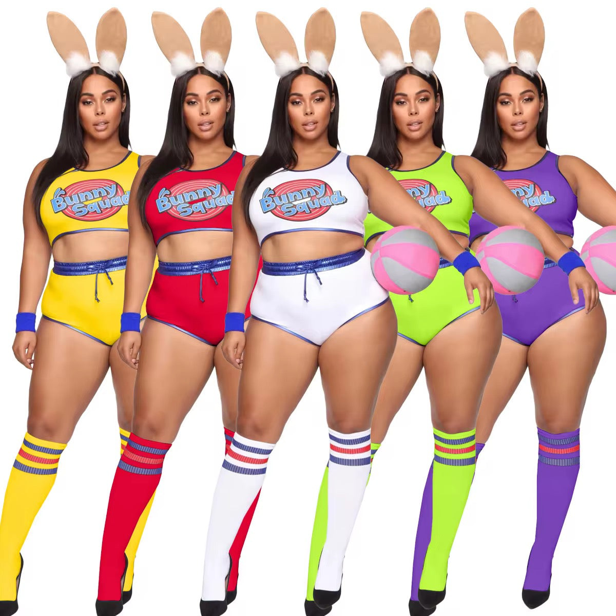 🐰 sexy Bunny Squad Cheerleader Costume Set (XS–XXL, 5 Colors) group options group costumes