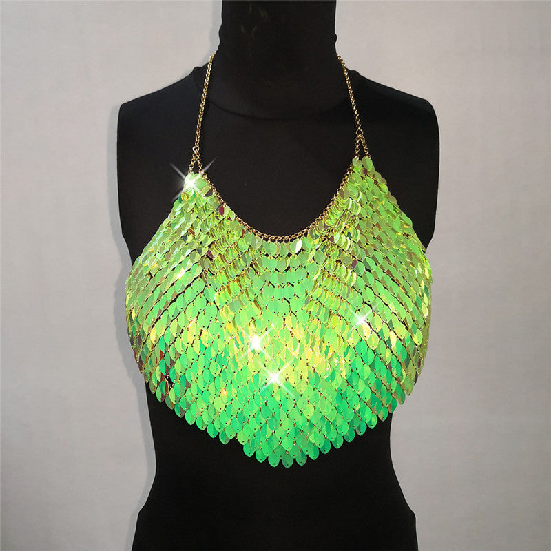 Sequin halter sling