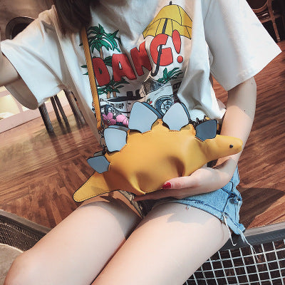 “DINO BABE” Softshell Crossbody – White & Sky Spikes