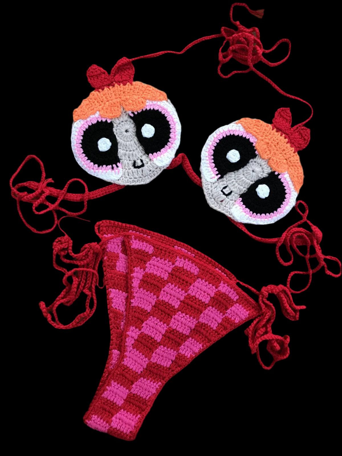 The Powerpuff Girls Creative Handmade Bikini for Women 2 Piece Swimwear Beachwear Stunning Cute Crochet Swimsuit Gifts Bikinis