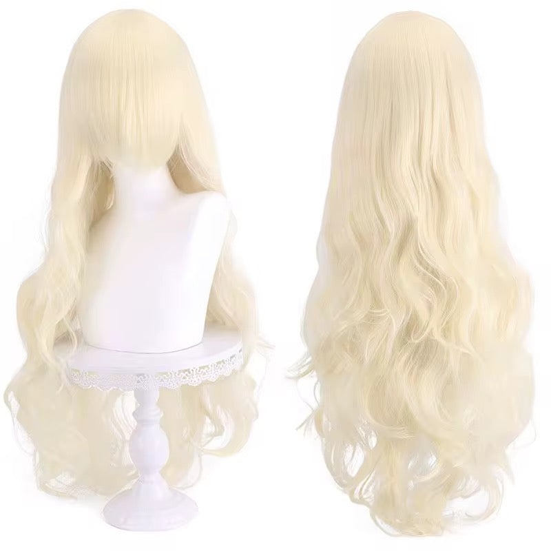 Long Wavy Curly Hair Wig with Bangs 31"/80cm Green Natural Synthetic Heat Resistant Fiber Hair Wig Colorful Halloween Costume Party Cosplay Wigs with Bangs for Women wig