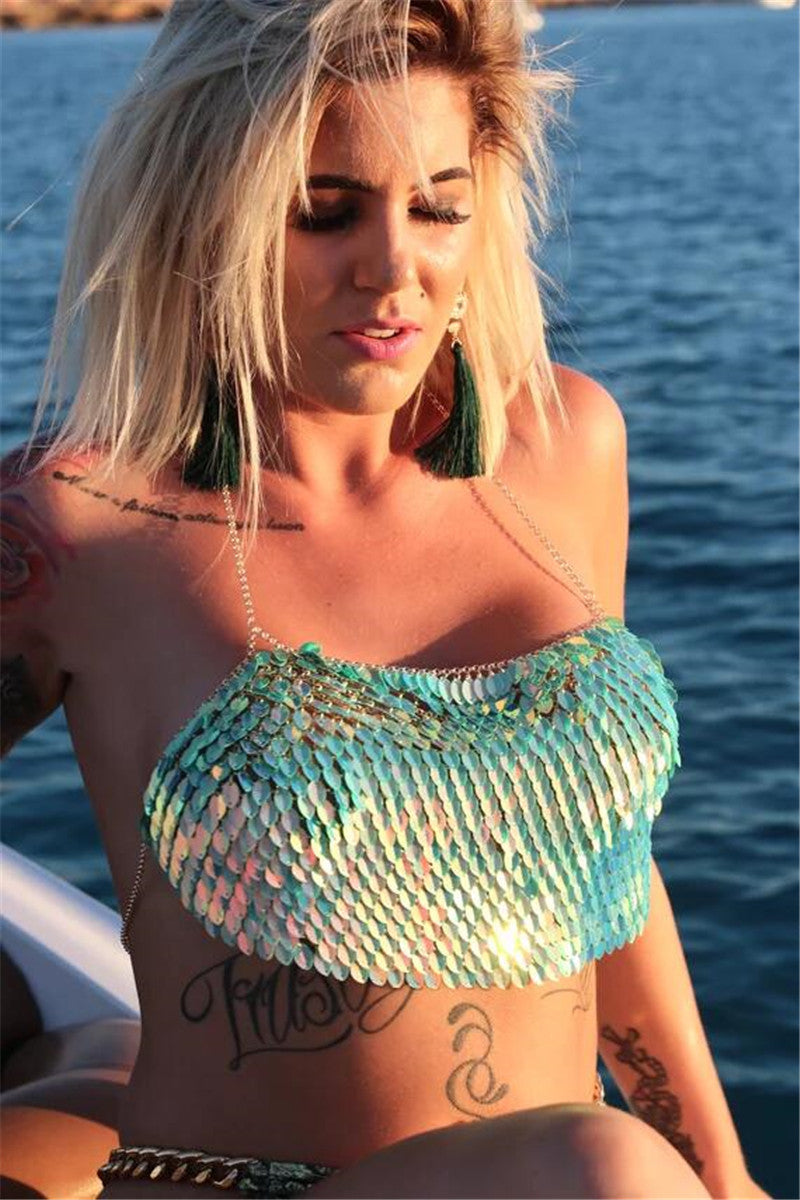 Sequin halter sling