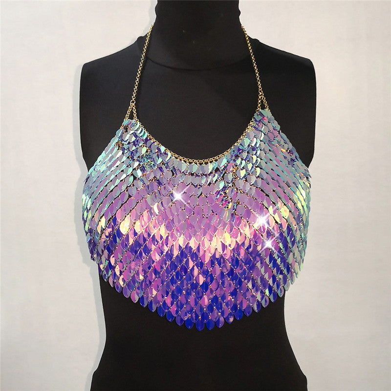 Sequin halter sling