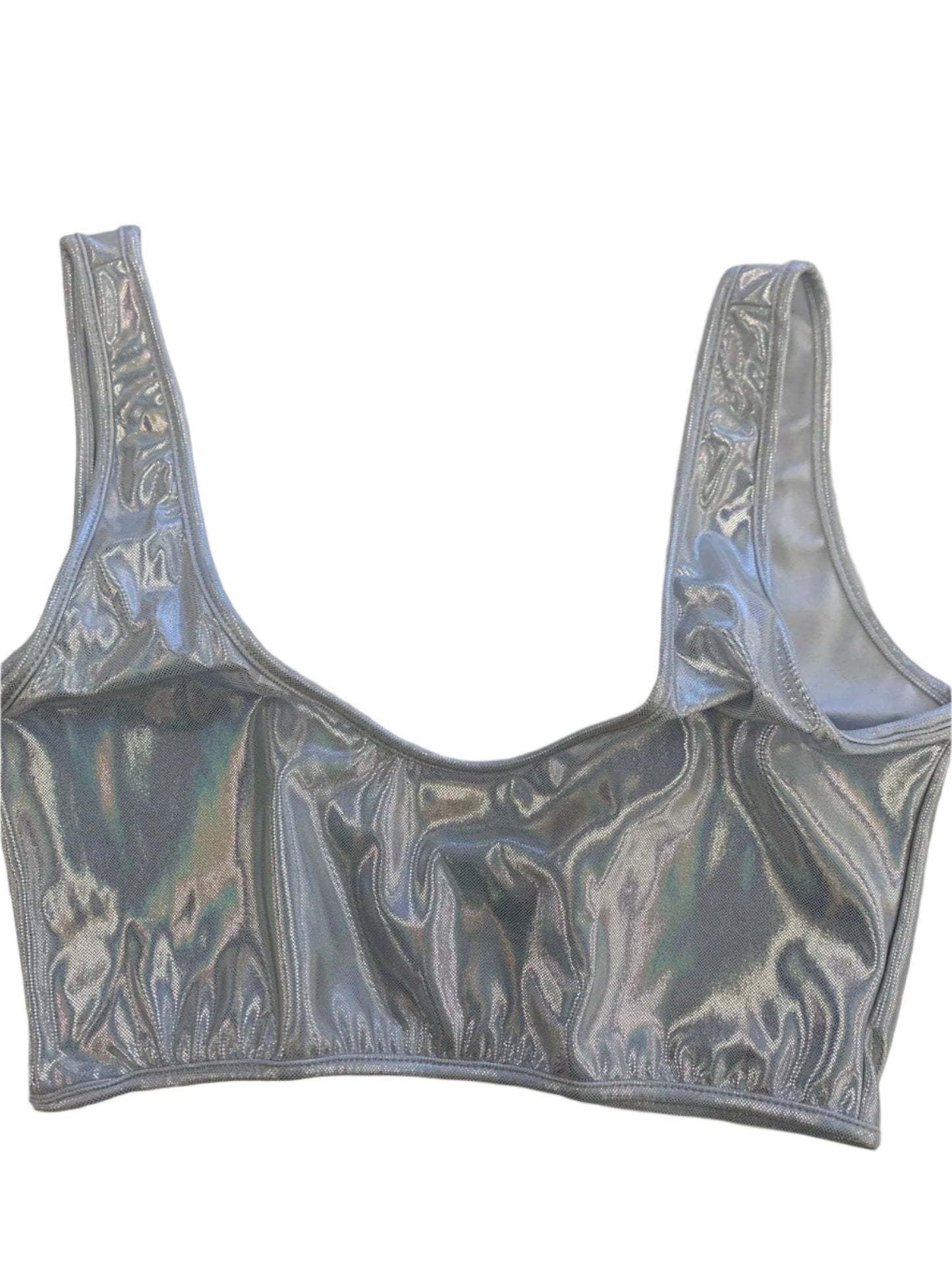 Iridescent Silver Crop Top