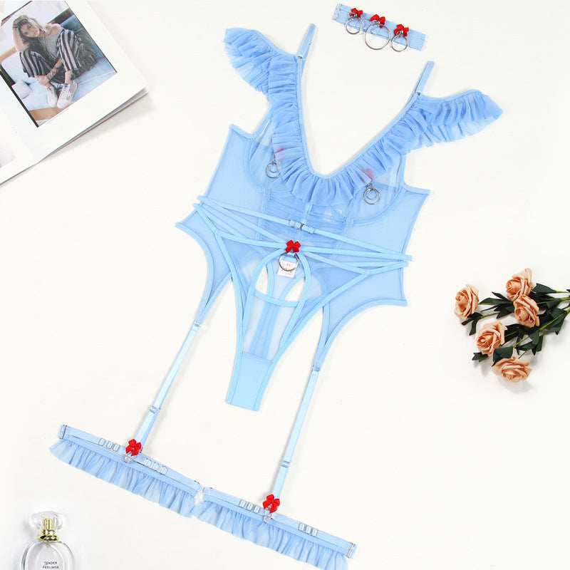 Ashburn Girl Sheer Mesh Body Shaping Sexy Lingerie Garter Suit
