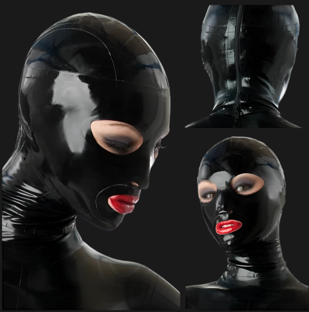 Latex Mask Fetish 100% Natural Latex Rubber Hoods Open Mouth Eyes Sexy Headgear Handmade Women Halloween Cosplay Costumes