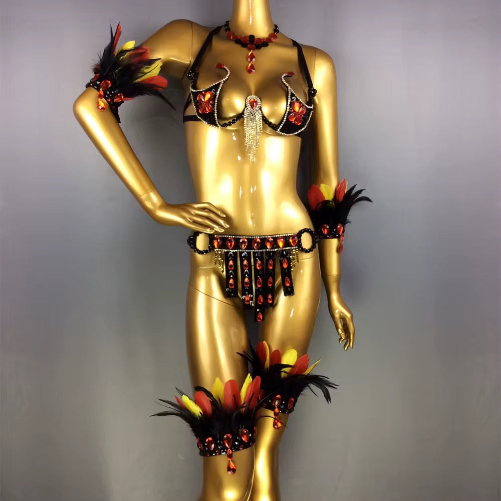 Firebird rhinestone Feather Carnival Set – ASHBURN MASQUERADE™ Edition