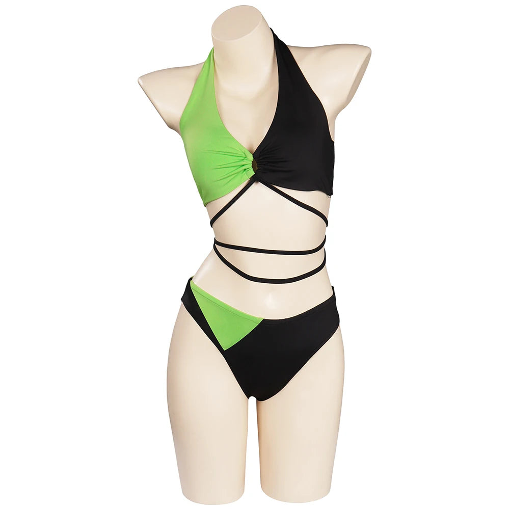 Female Shego Cosplay Costume Lingerie Women Girls Sexy Outfit Top Pants Fantasia Halloween Carnival Party Roleplay Disguise Suit