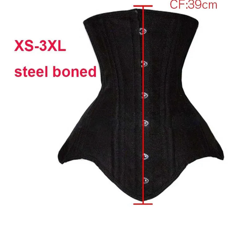 Women Underbust Corset Top Steel Bones Slimming Gothic Bustier Tops Waist Trainer Cincher Belts Black Outfits Steampunk Corset
