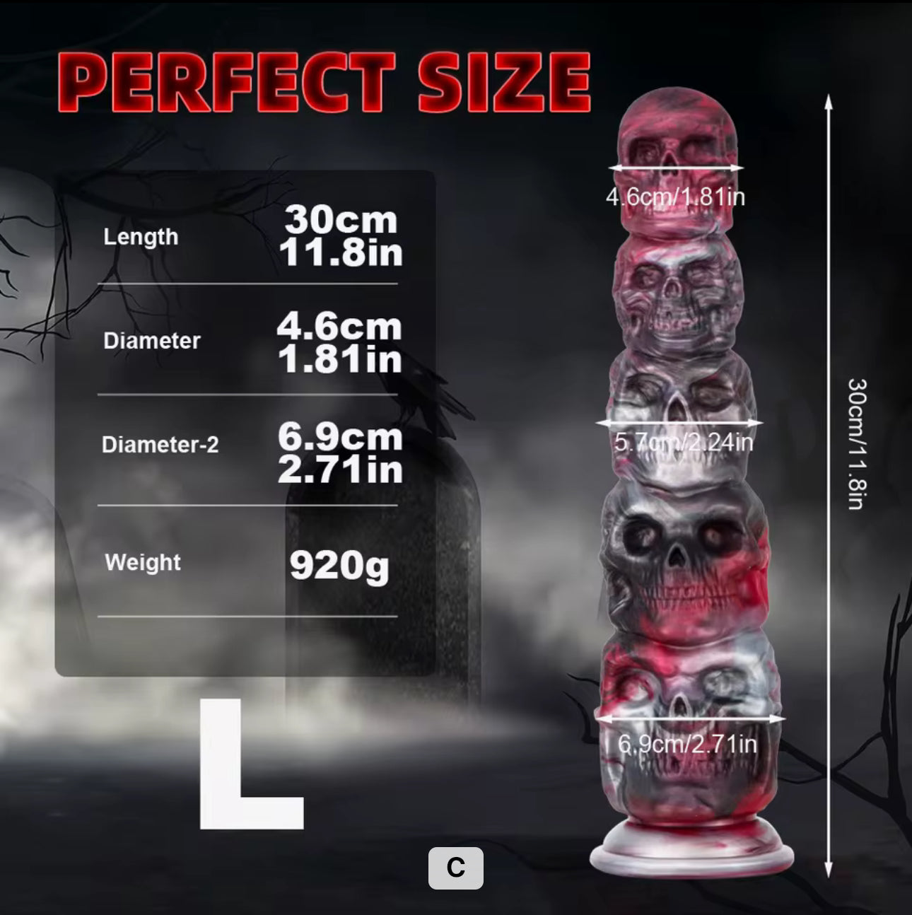 Pumpkin Alien Fantasy Dildos small and large black and red /orange and silver
