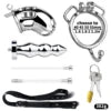 Detachable Anal Plug Strap on Male Chastity Cage with Silicone Urethra Catheter 4 Size Ring Adult Toys for Role-Play Games