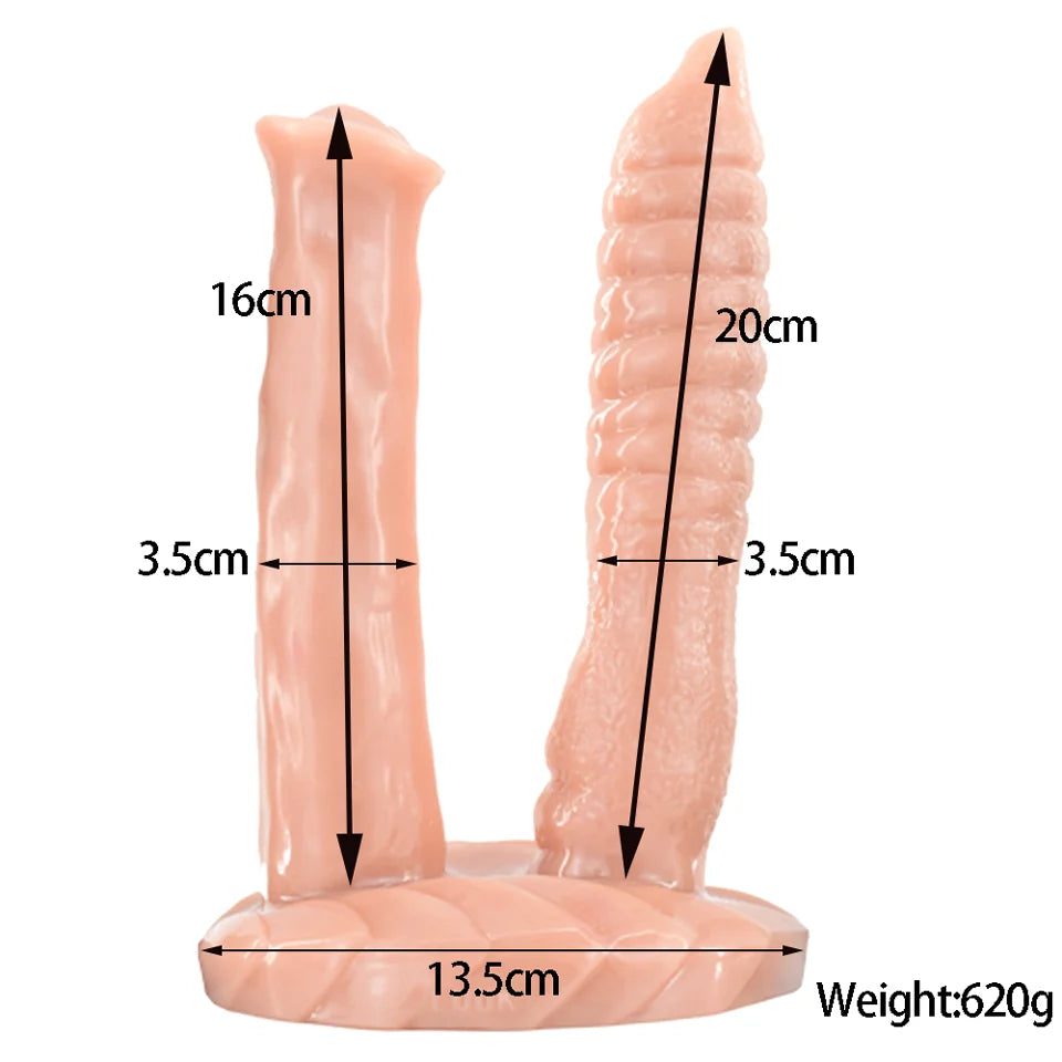 ROUGH BEAST Double Dildos Female Masturbation Massager Huge Fist Dildo Anal Plug Toys with Sucker Cup Sex Toys for Women