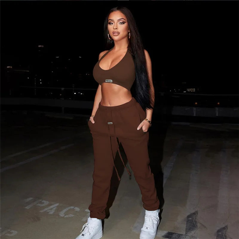 2022 Custom Logo Sleeveless Sexy Women Fitness Yoga Set Women 2 Piece Yoga Low Cut Bra Set Women Seamless Fitness Wear