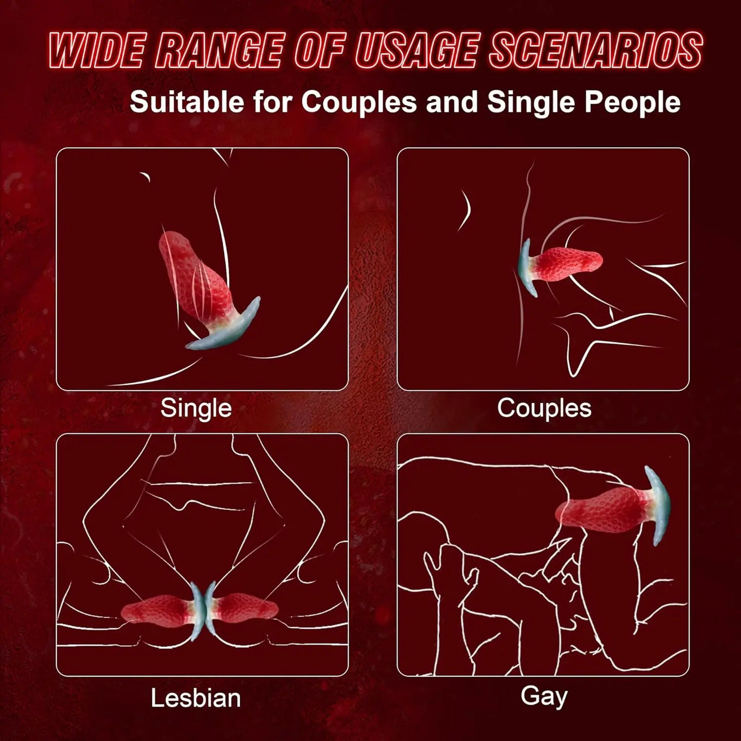 Soft Liquid Silicone Strawberry Wearable Butt Plug Realistic Dildo Monster alien G-spot Stimulation Anal Adult Sex Toys