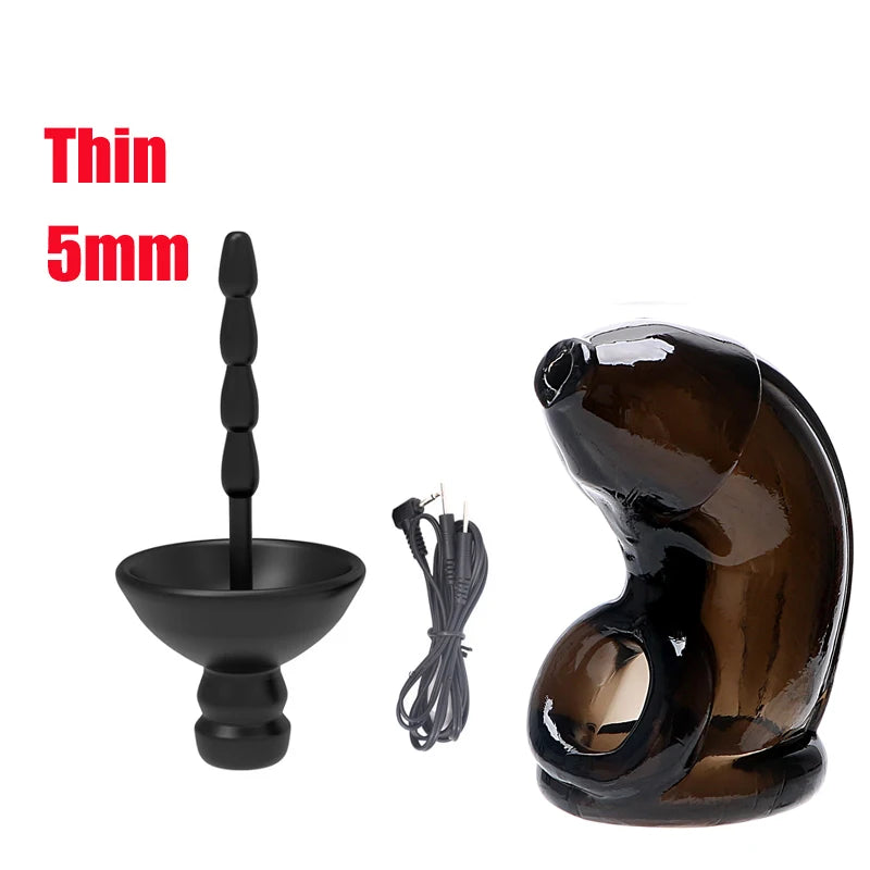 Electric Shock Penis Plug Cock Ring Chastity Cage Penis Electric Stimulator Bdsm Extreme Tazer Masturbator Male Urethral Dilator