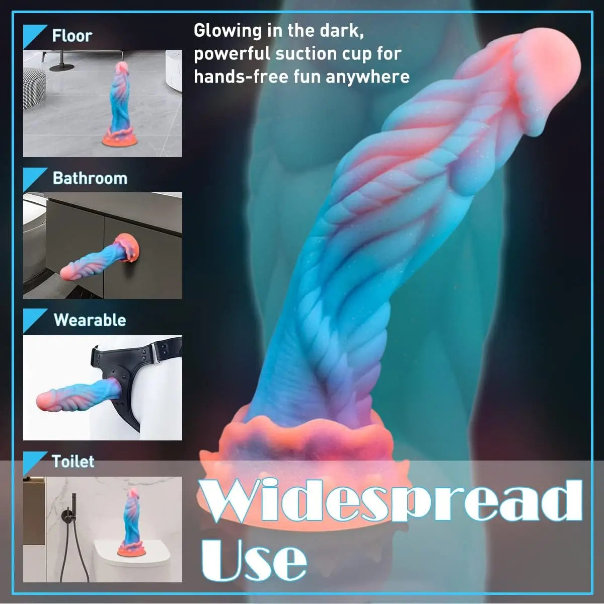 Realistic Silicone Anal Plug Alien Dildo Monster Fantasy Dragon Dildo with Suction Cup Luminous Penis Adult Sex Toys for Women