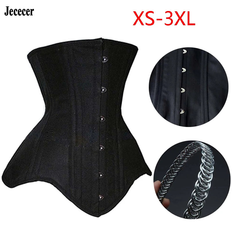 Women Underbust Corset Top Steel Bones Slimming Gothic Bustier Tops Waist Trainer Cincher Belts Black Outfits Steampunk Corset