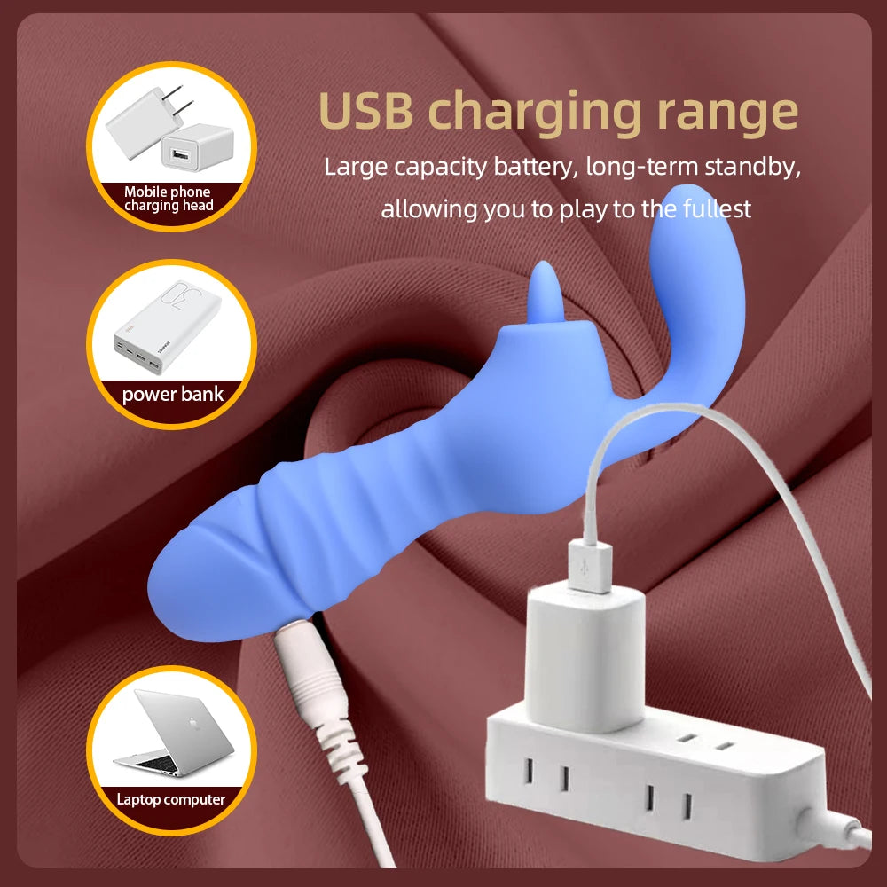 ASHBURN Clit Sucking Stimulation Dildos with 10 Powerful Vibrations Vagina Massager Liquid Silicone Sex Toys Double Head Vibrating