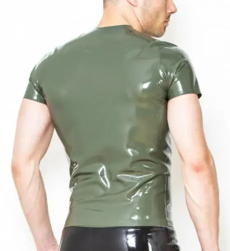 Latex T-shirt Rubber Tops No Zipper Short Sleeves Fitting Sexy Cool