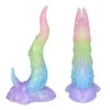 Big Monster alien Luminous Double Headed Tongue Dildo with Suction up Silicone Dragon Dildo Glow in the Dark Dinosaur Anal Plug
