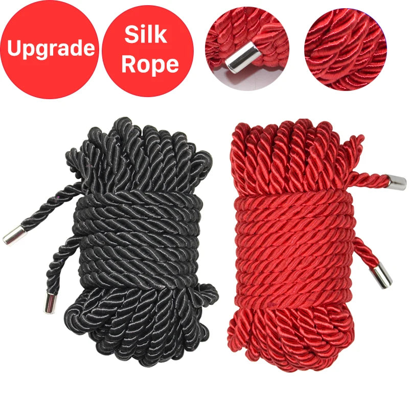 ASHBURNS 5m/10m Upgrade Soft Silk Rope Sex Bondage Restraint Slave Roleplay Sex Toys For Women Couples Adult Games Erotic Bdsm Fetish