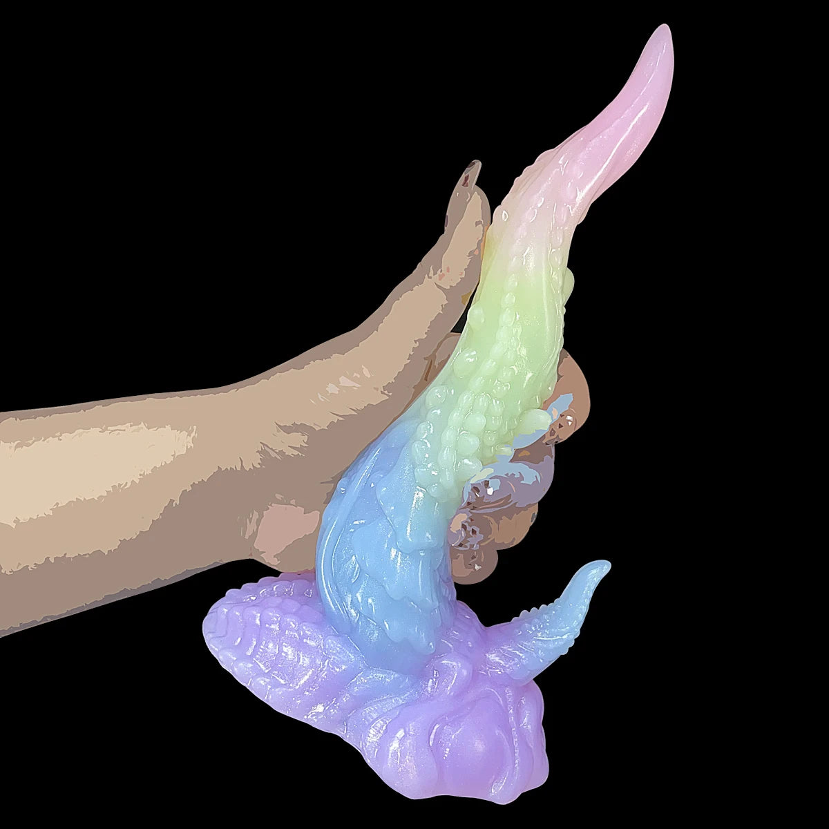 Big Monster alien Luminous Double Headed Tongue Dildo with Suction up Silicone Dragon Dildo Glow in the Dark Dinosaur Anal Plug