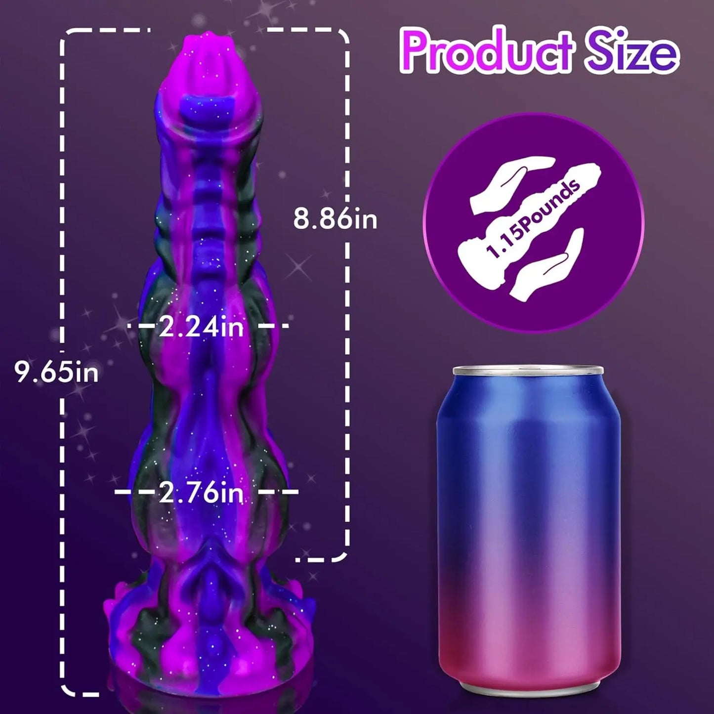 Dog Cock Dildo with 2 Big Knots Huge Dildo Fantasy Alien Anminal Horse Adult Toy with Suction Cup Soft Luminous Silicone Dildo