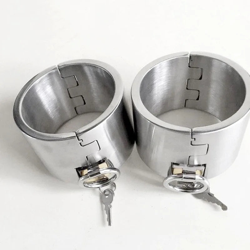 4cm 5cm 6cm High Metal Stainless Steel Oval Fetter Anklet Cuffs Shackles W Lock Restraint Bondage Adult BDSM Male Female Sex Toy