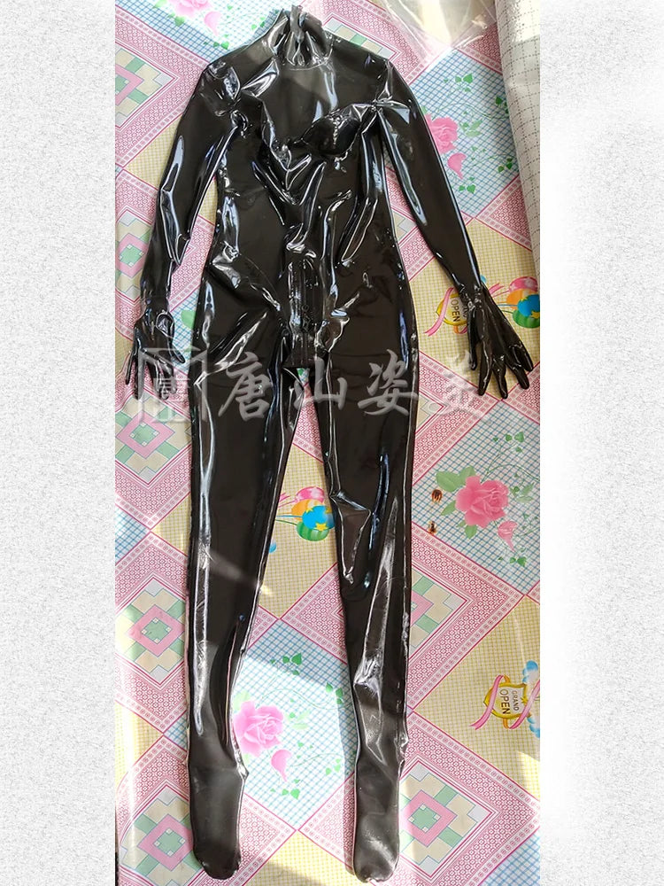 Transparent Latex Catsuit With GLOVES SOCKS Women 3d Breast 0.4mm