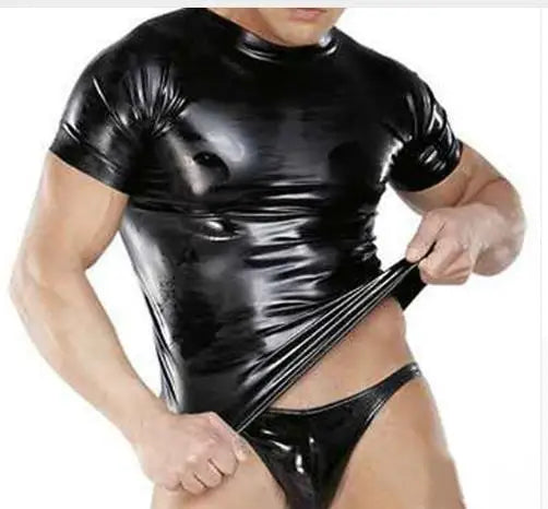 latex tops for sexy fetish rubber male T-shirts plus size hot sale