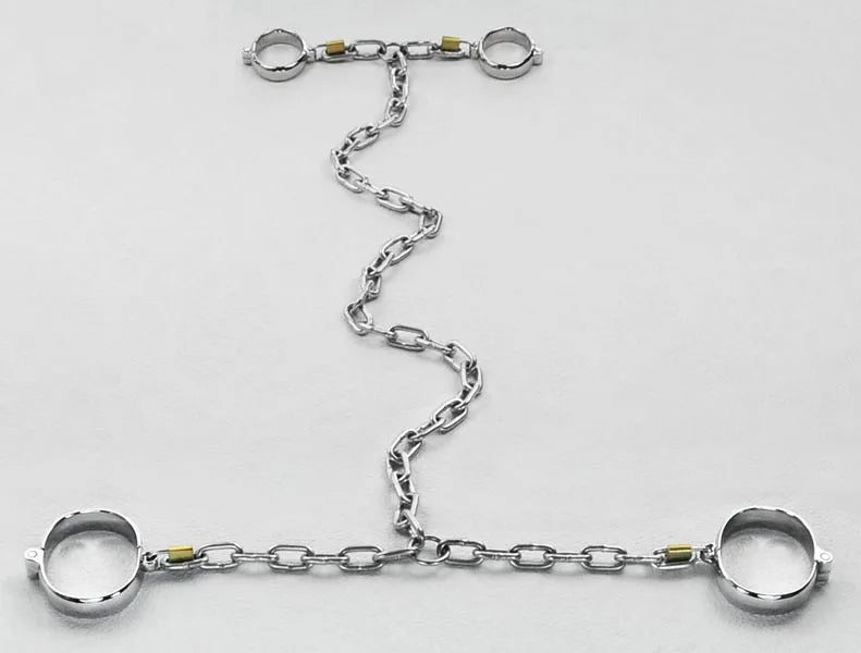 New Arrival Stainless Steel Bondage Dog Slaves BDSM Chain Devices Sets Handcuffs Shackles Fetters Neck Ring Collar Sex Toy 129