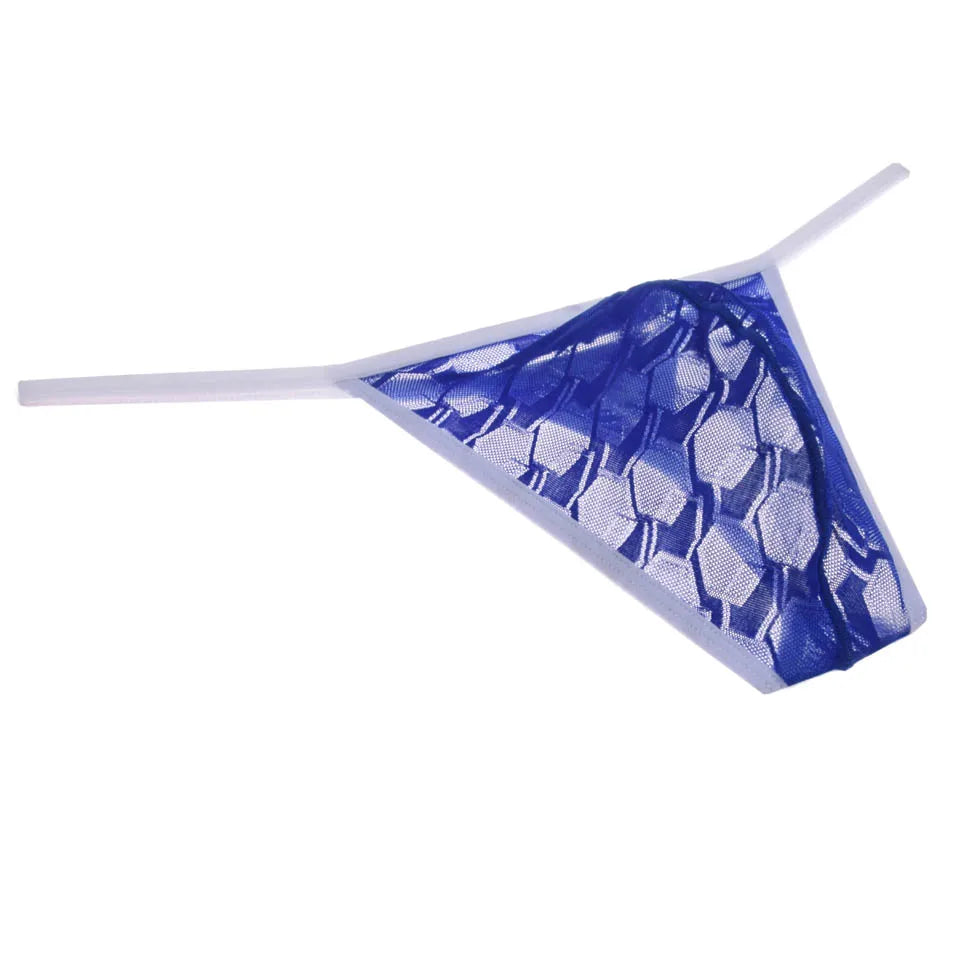 Men's Sheer Lace Bikini Briefs See-through Thong String Underwear Male G-string Micro Tangas Bulge Pouch Posing Low Rise Beach