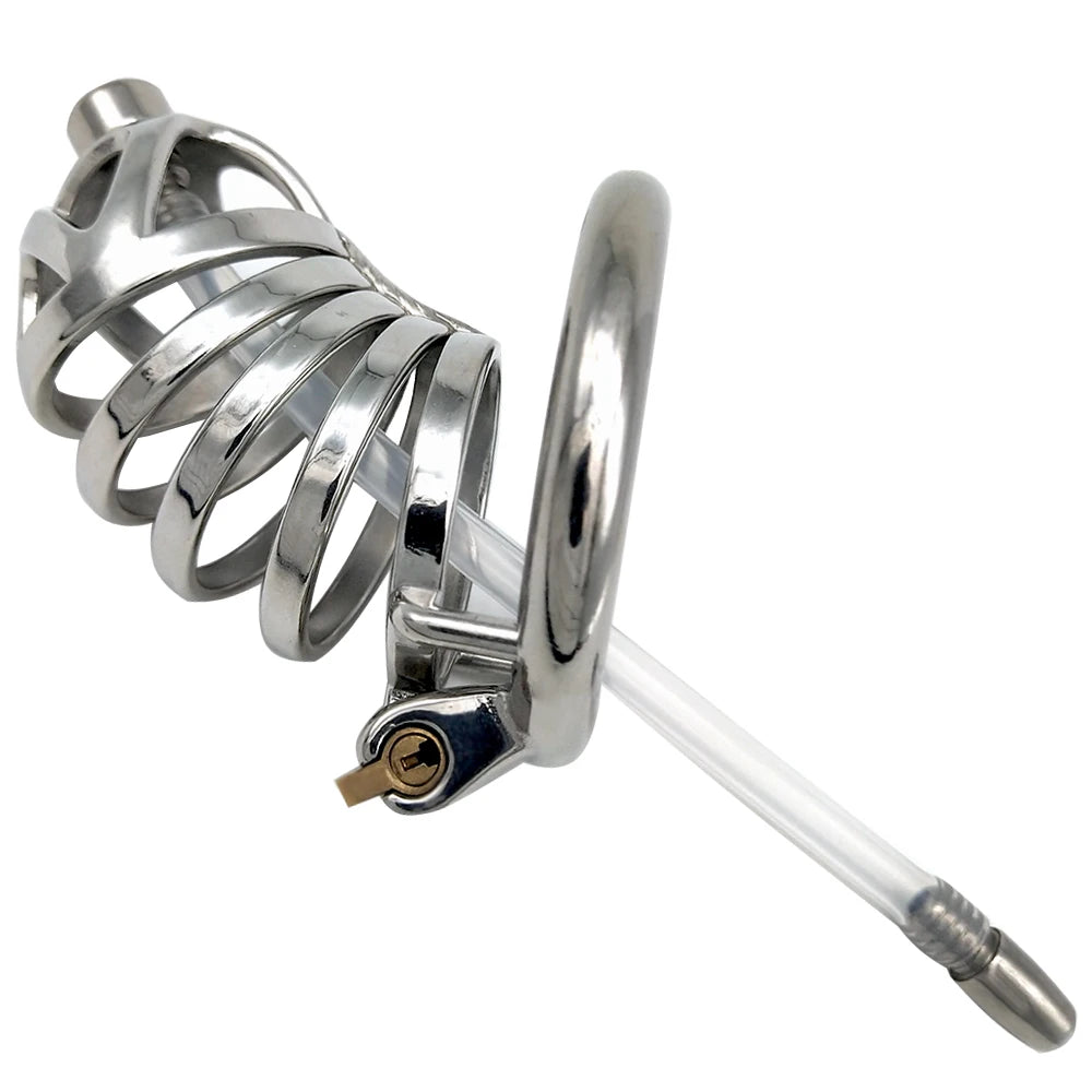 FRRK Classic Male Chastity Cages with Removable Urethral Tube for Couple Adult Game Stainless Steel Penis Ring BDSM Sex Toy Shop