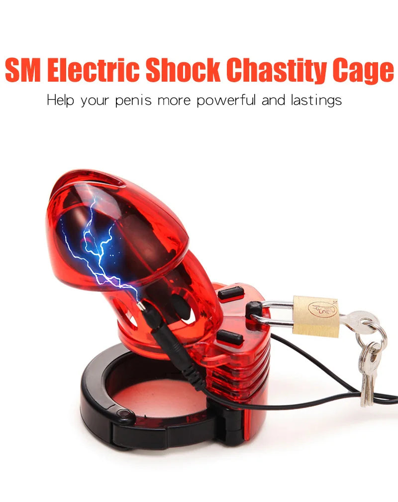 BDSM Electro Shock CB6000 Male Chastity Cock Cage Sex Ball Stretcher,Electric Stimulator Penis Lock Ring Gay Masturbation Tools
