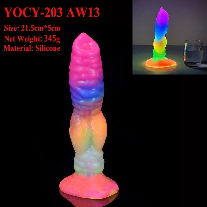 Hot-selling Skin-friendly and Comfortable Soft Silicone Dildo in New Luminous Colour