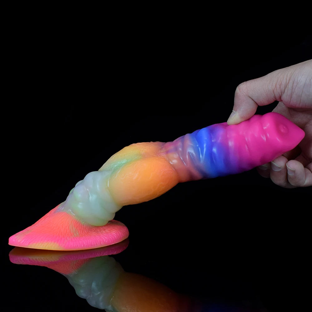 Hot-selling Skin-friendly and Comfortable Soft Silicone Dildo in New Luminous Colour