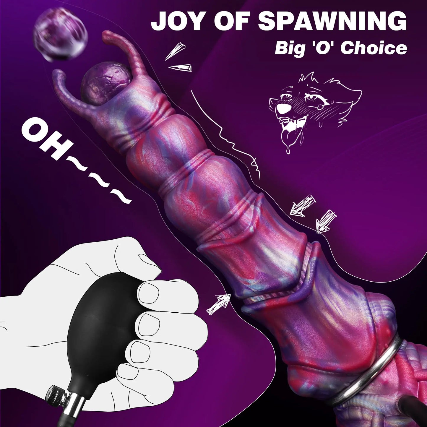 Monster Fantasy Ovipositor Dildo with 4 Eggs Big Dog Knot Horse Cock Dildo with Inflatable Pump Anal Toys Adult Sex Toys for Men