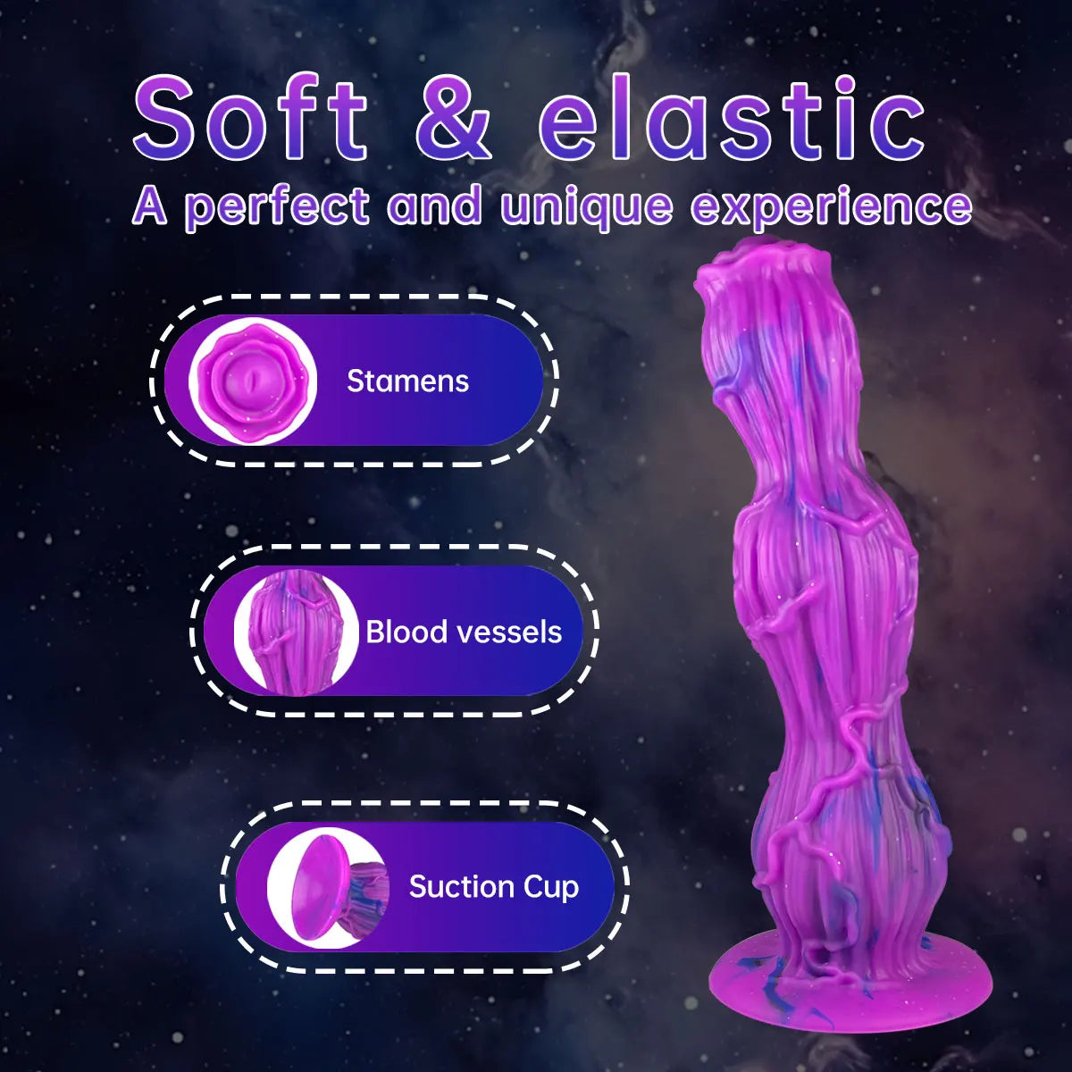 Ashburn Grot Soft liquid silicone Monster alien Flower Gourd Dildo with Suction up Adult Sex Toys