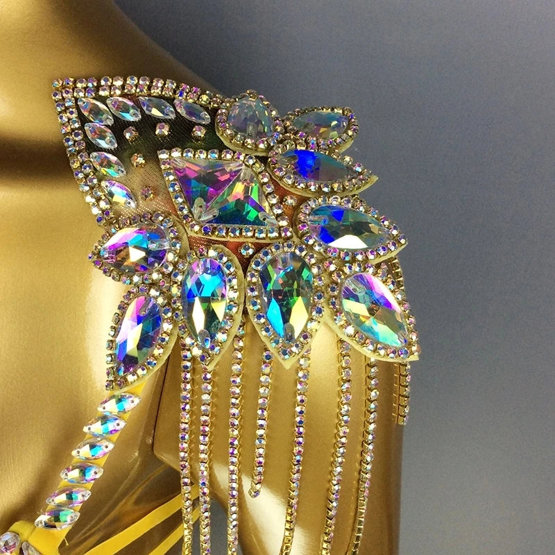 New Design Top Grade Sexy Women Belly Dance Samba Carnival RIO Crystal Wire Bra Costume Outfit Showgirl Dancer Clothes